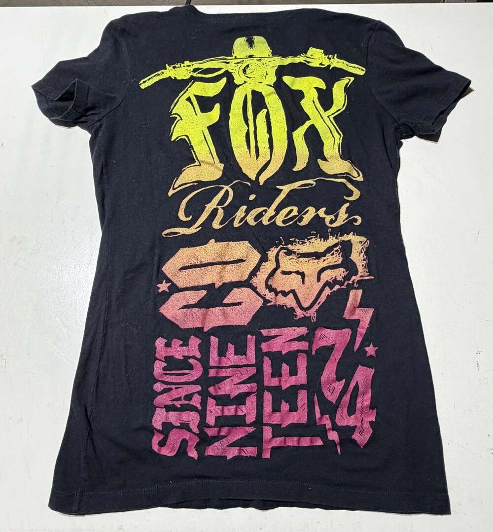 Fox Racing Women's Graphic V-Neck T-Shirt Black Size XS